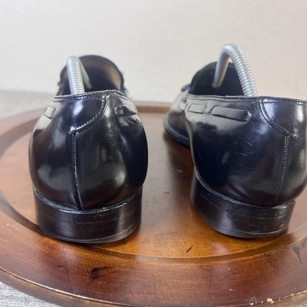 Vintage Johnson‎ & Murphy Mens Black Leather Tassel Loafers Dress Shoes 11 D